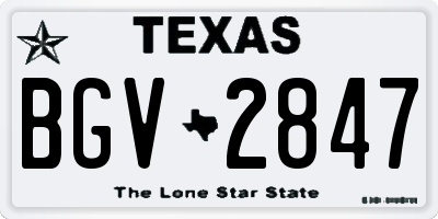 TX license plate BGV2847
