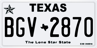 TX license plate BGV2870