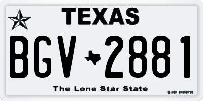 TX license plate BGV2881