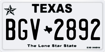 TX license plate BGV2892