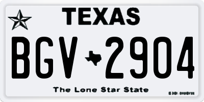 TX license plate BGV2904