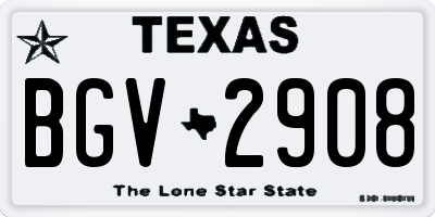 TX license plate BGV2908