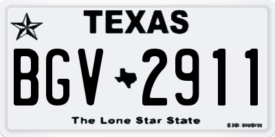 TX license plate BGV2911