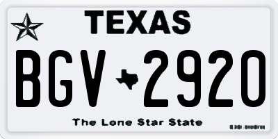 TX license plate BGV2920