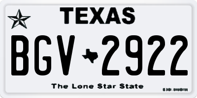 TX license plate BGV2922