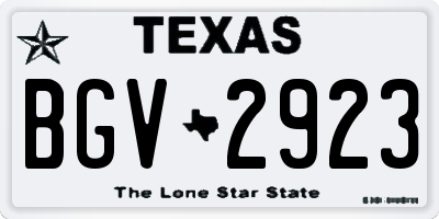 TX license plate BGV2923