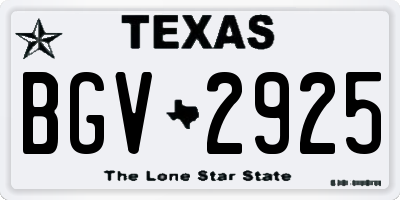 TX license plate BGV2925