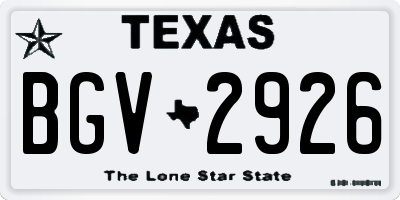 TX license plate BGV2926