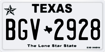 TX license plate BGV2928