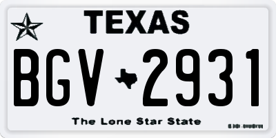TX license plate BGV2931