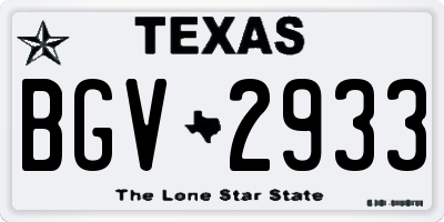 TX license plate BGV2933