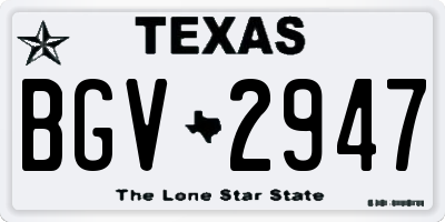 TX license plate BGV2947