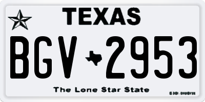 TX license plate BGV2953