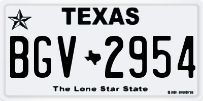 TX license plate BGV2954