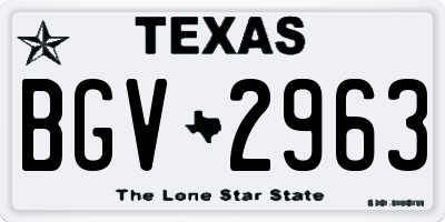 TX license plate BGV2963