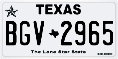 TX license plate BGV2965