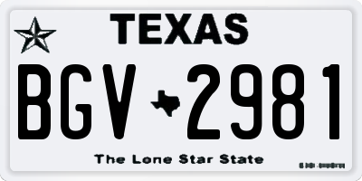 TX license plate BGV2981
