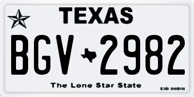 TX license plate BGV2982