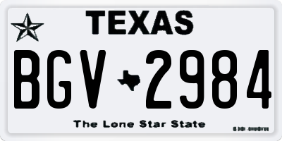 TX license plate BGV2984
