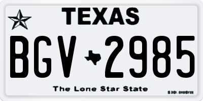 TX license plate BGV2985