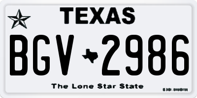 TX license plate BGV2986
