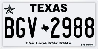 TX license plate BGV2988