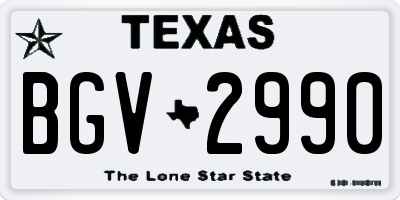 TX license plate BGV2990