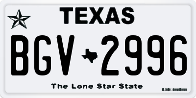 TX license plate BGV2996