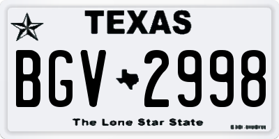 TX license plate BGV2998