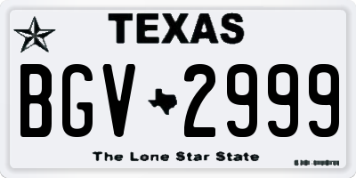 TX license plate BGV2999