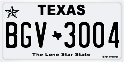 TX license plate BGV3004