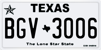 TX license plate BGV3006