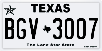 TX license plate BGV3007