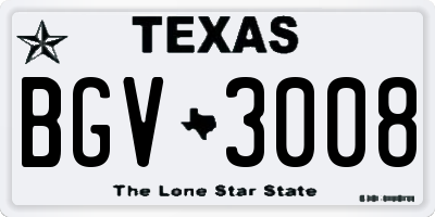 TX license plate BGV3008