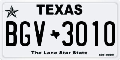 TX license plate BGV3010