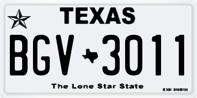 TX license plate BGV3011