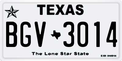 TX license plate BGV3014