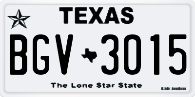 TX license plate BGV3015