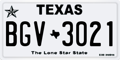 TX license plate BGV3021