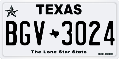 TX license plate BGV3024