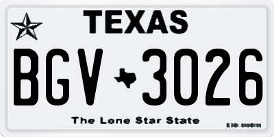 TX license plate BGV3026