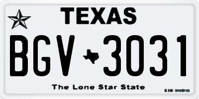 TX license plate BGV3031
