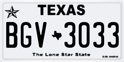 TX license plate BGV3033