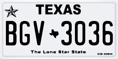TX license plate BGV3036