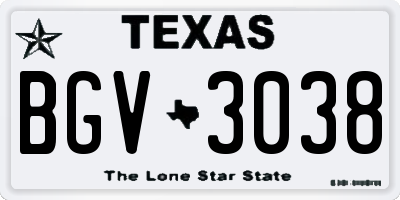 TX license plate BGV3038