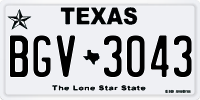 TX license plate BGV3043