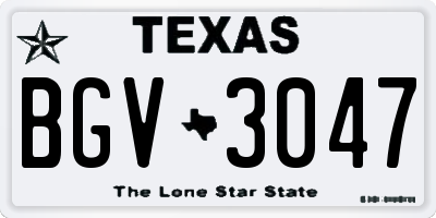TX license plate BGV3047