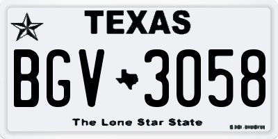 TX license plate BGV3058