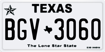 TX license plate BGV3060
