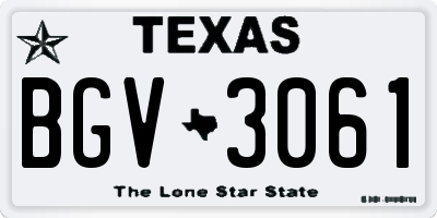 TX license plate BGV3061